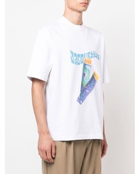 weißes bedrucktes T-Shirt mit einem Rundhalsausschnitt von Jacquemus