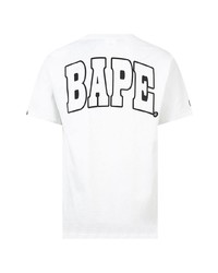 weißes bedrucktes T-Shirt mit einem Rundhalsausschnitt von A Bathing Ape