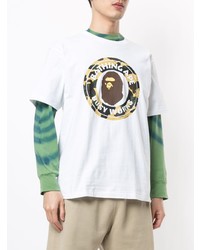 weißes bedrucktes T-Shirt mit einem Rundhalsausschnitt von A Bathing Ape