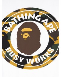 weißes bedrucktes T-Shirt mit einem Rundhalsausschnitt von A Bathing Ape