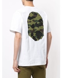 weißes bedrucktes T-Shirt mit einem Rundhalsausschnitt von A Bathing Ape