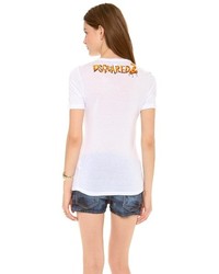 weißes bedrucktes T-Shirt mit einem Rundhalsausschnitt von DSquared