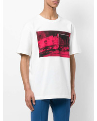 weißes bedrucktes T-Shirt mit einem Rundhalsausschnitt von Calvin Klein