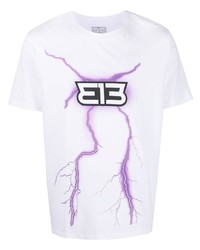 weißes bedrucktes T-Shirt mit einem Rundhalsausschnitt von 313 WORLDWIDE