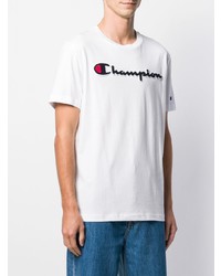 weißes bedrucktes T-Shirt mit einem Rundhalsausschnitt von Champion