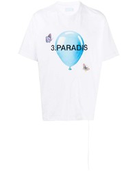 weißes bedrucktes T-Shirt mit einem Rundhalsausschnitt von 3PARADIS