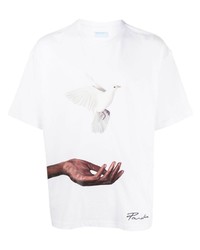 weißes bedrucktes T-Shirt mit einem Rundhalsausschnitt von 3PARADIS