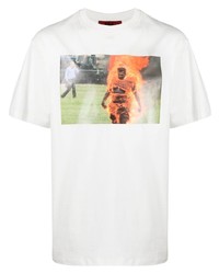 weißes bedrucktes T-Shirt mit einem Rundhalsausschnitt von 424