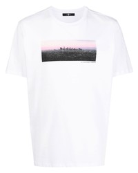 weißes bedrucktes T-Shirt mit einem Rundhalsausschnitt von 7 For All Mankind