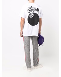 weißes bedrucktes T-Shirt mit einem Rundhalsausschnitt von Stussy