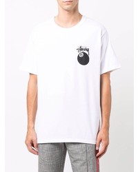 weißes bedrucktes T-Shirt mit einem Rundhalsausschnitt von Stussy