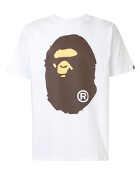 weißes bedrucktes T-Shirt mit einem Rundhalsausschnitt von A Bathing Ape