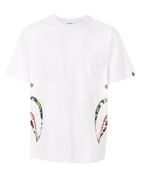 weißes bedrucktes T-Shirt mit einem Rundhalsausschnitt von A Bathing Ape