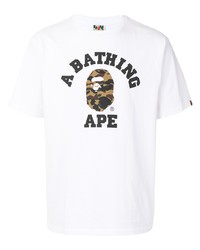 weißes bedrucktes T-Shirt mit einem Rundhalsausschnitt von A Bathing Ape