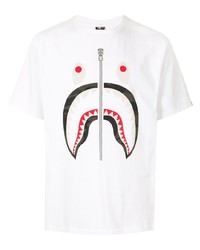 weißes bedrucktes T-Shirt mit einem Rundhalsausschnitt von A Bathing Ape