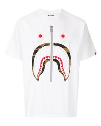 weißes bedrucktes T-Shirt mit einem Rundhalsausschnitt von A Bathing Ape