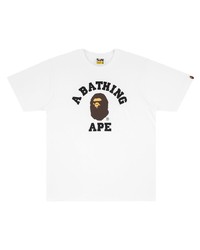 weißes bedrucktes T-Shirt mit einem Rundhalsausschnitt von A Bathing Ape