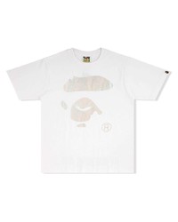 weißes bedrucktes T-Shirt mit einem Rundhalsausschnitt von A Bathing Ape