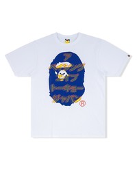 weißes bedrucktes T-Shirt mit einem Rundhalsausschnitt von A Bathing Ape