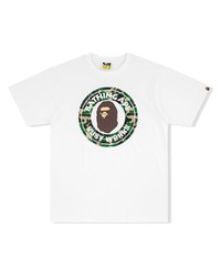 weißes bedrucktes T-Shirt mit einem Rundhalsausschnitt von A Bathing Ape