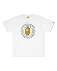 weißes bedrucktes T-Shirt mit einem Rundhalsausschnitt von A Bathing Ape