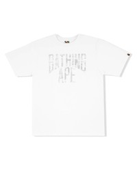 weißes bedrucktes T-Shirt mit einem Rundhalsausschnitt von A Bathing Ape