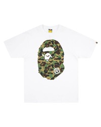 weißes bedrucktes T-Shirt mit einem Rundhalsausschnitt von A Bathing Ape