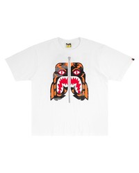 weißes bedrucktes T-Shirt mit einem Rundhalsausschnitt von A Bathing Ape