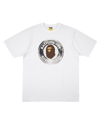 weißes bedrucktes T-Shirt mit einem Rundhalsausschnitt von A Bathing Ape