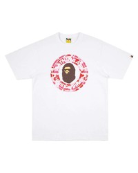 weißes bedrucktes T-Shirt mit einem Rundhalsausschnitt von A Bathing Ape