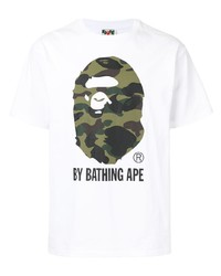 weißes bedrucktes T-Shirt mit einem Rundhalsausschnitt von A Bathing Ape