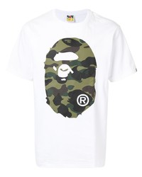 weißes bedrucktes T-Shirt mit einem Rundhalsausschnitt von A Bathing Ape