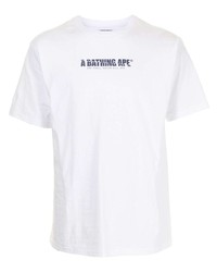 weißes bedrucktes T-Shirt mit einem Rundhalsausschnitt von A Bathing Ape