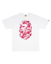 weißes bedrucktes T-Shirt mit einem Rundhalsausschnitt von A Bathing Ape