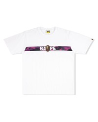 weißes bedrucktes T-Shirt mit einem Rundhalsausschnitt von A Bathing Ape