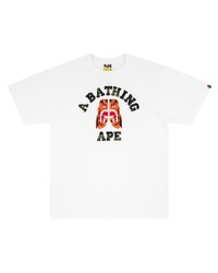 weißes bedrucktes T-Shirt mit einem Rundhalsausschnitt von A Bathing Ape