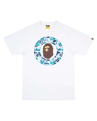 weißes bedrucktes T-Shirt mit einem Rundhalsausschnitt von A Bathing Ape