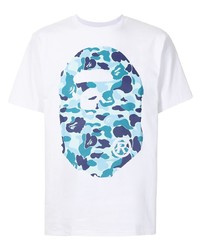 weißes bedrucktes T-Shirt mit einem Rundhalsausschnitt von A Bathing Ape