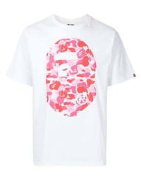 weißes bedrucktes T-Shirt mit einem Rundhalsausschnitt von A Bathing Ape