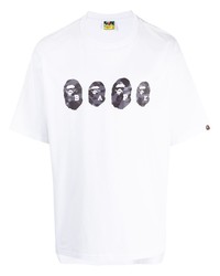 weißes bedrucktes T-Shirt mit einem Rundhalsausschnitt von A Bathing Ape