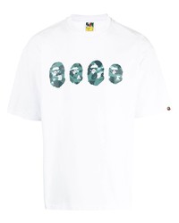 weißes bedrucktes T-Shirt mit einem Rundhalsausschnitt von A Bathing Ape