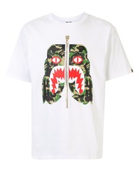 weißes bedrucktes T-Shirt mit einem Rundhalsausschnitt von A Bathing Ape