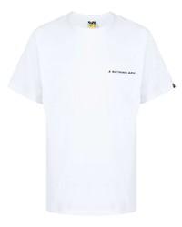 weißes bedrucktes T-Shirt mit einem Rundhalsausschnitt von A Bathing Ape