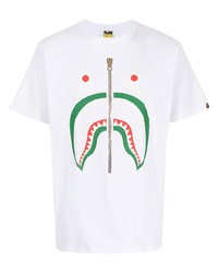 weißes bedrucktes T-Shirt mit einem Rundhalsausschnitt von A Bathing Ape