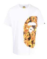 weißes bedrucktes T-Shirt mit einem Rundhalsausschnitt von A Bathing Ape