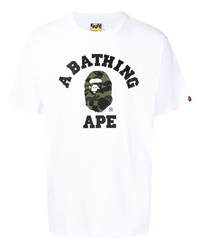 weißes bedrucktes T-Shirt mit einem Rundhalsausschnitt von A Bathing Ape