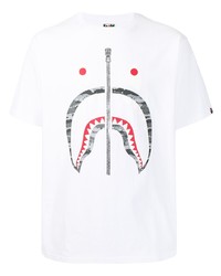 weißes bedrucktes T-Shirt mit einem Rundhalsausschnitt von A Bathing Ape