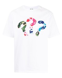 weißes bedrucktes T-Shirt mit einem Rundhalsausschnitt von A Bathing Ape