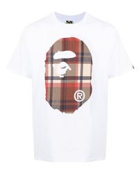 weißes bedrucktes T-Shirt mit einem Rundhalsausschnitt von A Bathing Ape