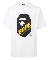 weißes bedrucktes T-Shirt mit einem Rundhalsausschnitt von A Bathing Ape